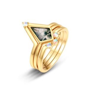 New S925 Silver Green Moss Ring Watercress Agate Finger Ring Noble Light Luxury Style Amazon
