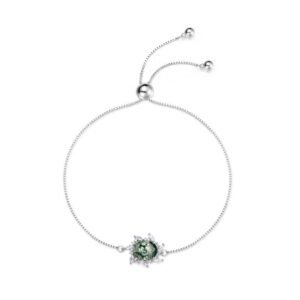 New S925 silver bracelet women's green moss stone watercress agate hand jewelry exquisite fashion retro style