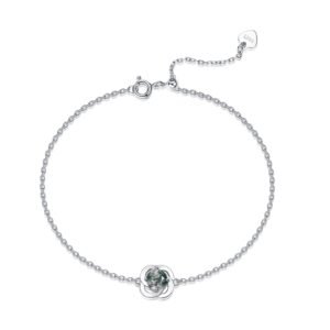 Flowers natural green moss stone bracelet women S925 silver watercress agate hand jewelry simple light niche