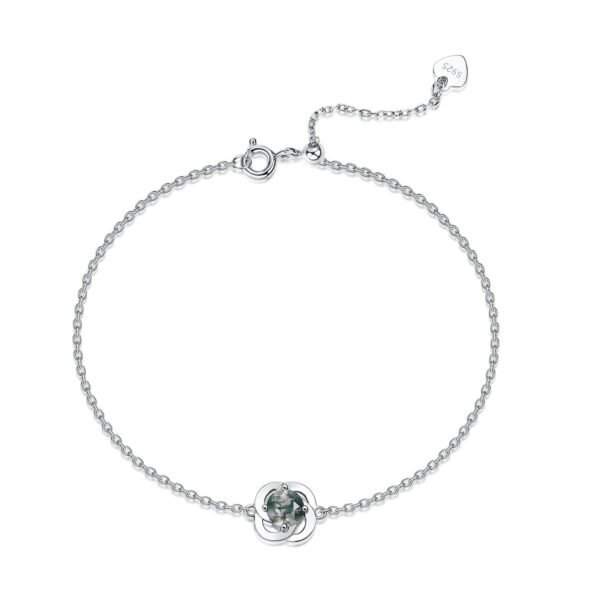 Flowers natural green moss stone bracelet women S925 silver watercress agate hand jewelry simple light niche
