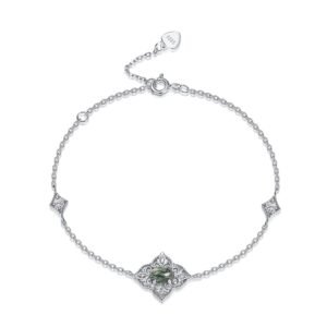 Light luxury hundred natural watercress agate bracelet women S925 silver green moss stone hand jewelry exquisite niche