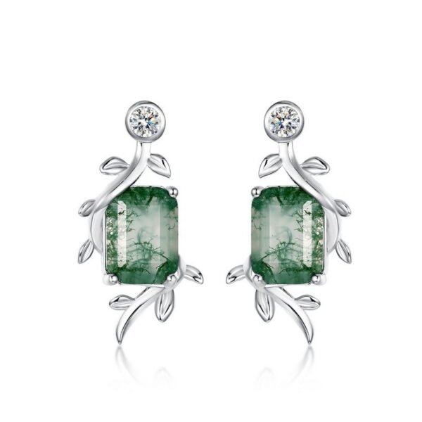 Natural watercress agate two wear earrings S925 silver with green moss earrings fashion customized