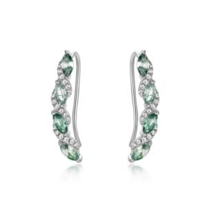 Personalized design natural watercress agate earrings female S925 silver with green moss stone ear hooks wind