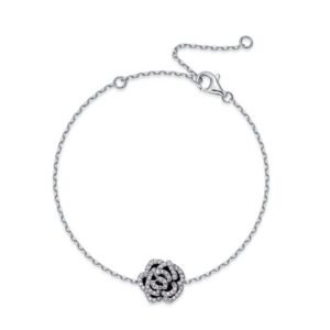 Customized Delicate Rose Bracelet S925 Silver with Zirconia Drip Oil Enamel Flower Hand Jewelry Wind