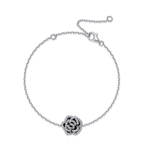Customized Delicate Rose Bracelet S925 Silver with Zirconia Drip Oil Enamel Flower Hand Jewelry Wind