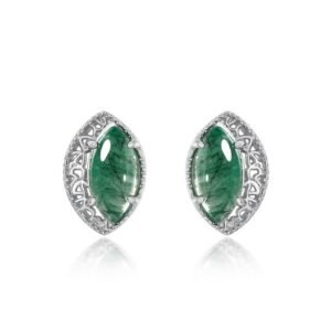 Section S925 silver geometric natural watercress agate earrings green moss stone earrings simple light luxury niche design