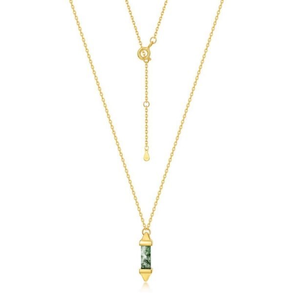 Bullet natural watercress agate necklace S925 silver with green moss stone collarbone chain light luxury