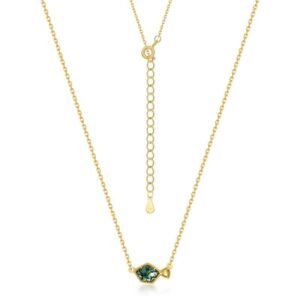 Irregular several natural green moss stone necklace S925 silver watercress agate collarbone chain light luxury style