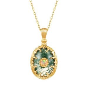 Light luxury atmosphere natural watercress agate necklace S925 silver with green moss stone pendant fashion customized