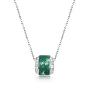 Section Passepartout natural watercress agate collarbone chain S925 silver green moss stone necklace simple and light luxury hundred