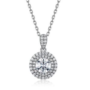 Global Brilliant Moissanite Pendant Necklace S925 Silver Full Set Sparkling Colorful Pendant Light Luxury