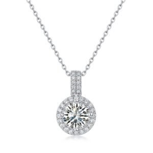 S925 silver classic round moissan pendant lockbone set chain moissan pendant fashion country tide jewelry