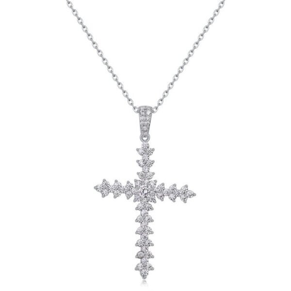 New personalized cross pendant men and women S925 silver moissan diamond collarbone chain fashion hip-hop trend
