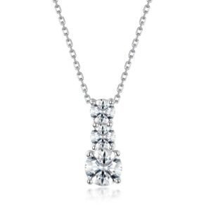 Three Lives Radiant Moissanite Pendant S925 Silver Inlay Moissan Chain Pendant Simple