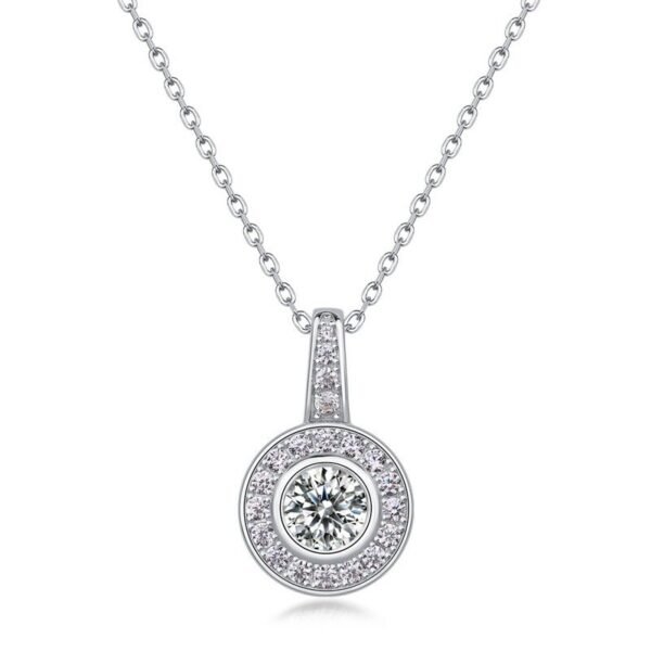 Brilliant moissanite pendant S925 silver package with round colored diamonds lockbone chain wind light luxury fashion