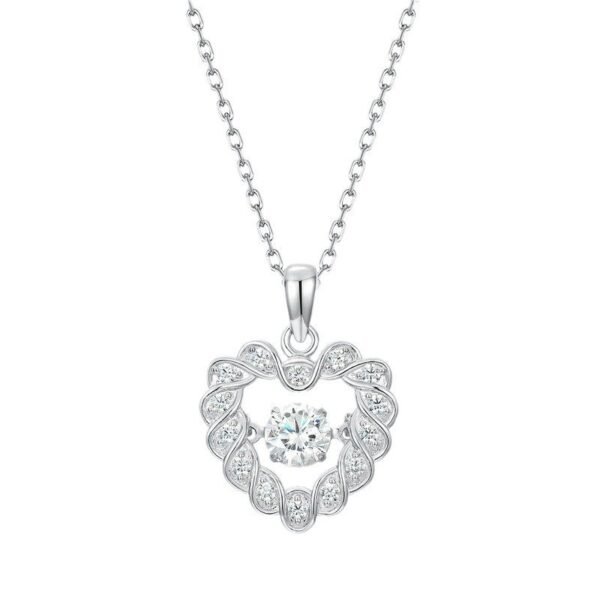 The section of spiritual love love moissan pendant S925 silver inlaid sparkling moissan collarbone pendant light luxury fashion
