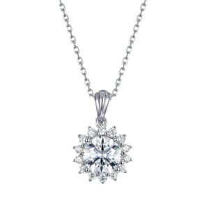 Hot pick sunflower moissanite pendant female S925 silver full set colorful gem moissanite collarbone pendant fashion