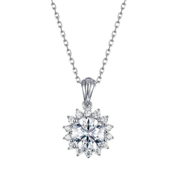 Hot pick sunflower moissanite pendant female S925 silver full set colorful gem moissanite collarbone pendant fashion