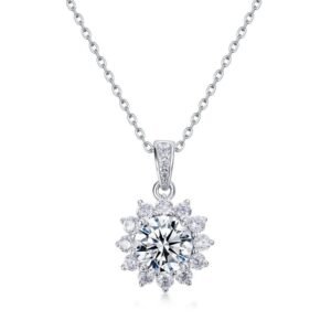 Hot snowflake moissanite S925 sterling silver collarbone chain female radiant sunflower necklace pendant super flash luxury