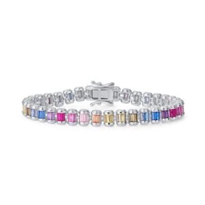 Full diamond color zirconia tennis ball chain S925 silver inlaid rainbow color treasure bracelet hip-hop trend versatile