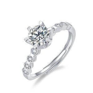 Personalized Wind Tide Rings Live Beehive Ring Six Claw Moissanite Wedding Band Eight Hearts and Eight Arrows