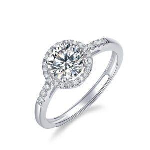 Round four claws moissanite round wrap finger ring fashion temperament inlay ring for women