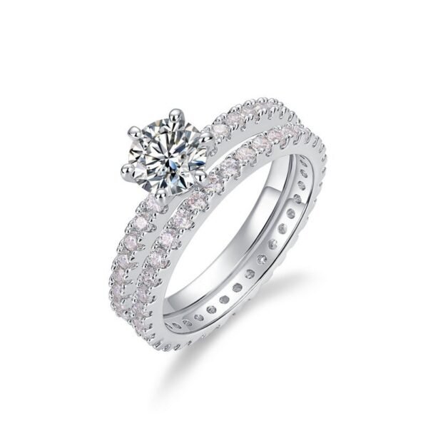 Couple S925 silver moissanite ring full of inlaid super flash colorful treasure ring men and women simple fashion engagement engagement