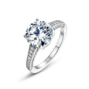 Pave radiant moissanite diamond ring female S925 silver proposal engagement couple ring light luxury atmosphere versatile