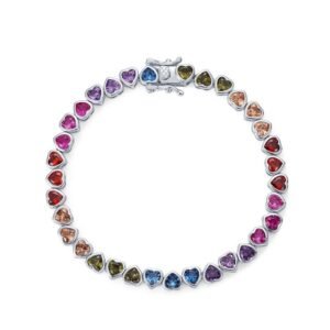 Love rainbow zirconia bracelet S925 silver package inlaid color zirconium color treasure bracelet simple light luxury fashion female