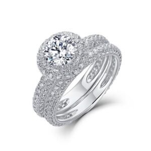 Brilliant sparkling moissanite diamond ring women S925 silver heavy full set color diamond ring combination ring fashion
