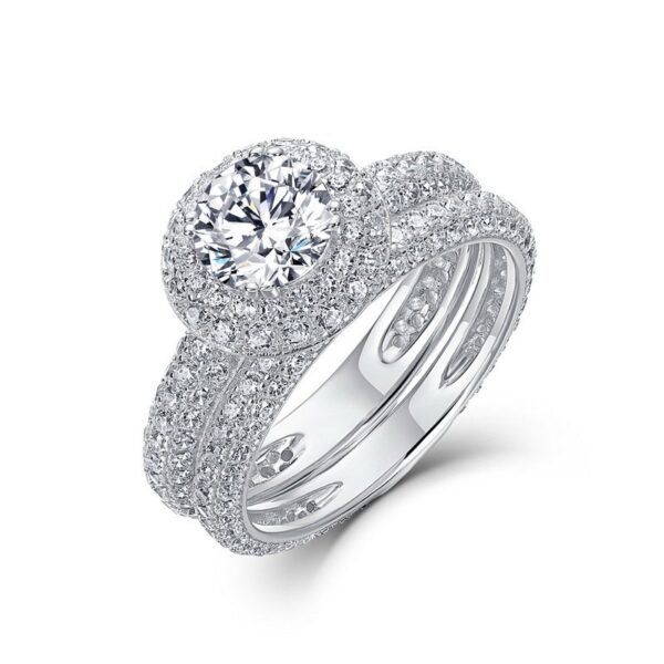 Brilliant sparkling moissanite diamond ring women S925 silver heavy full set color diamond ring combination ring fashion