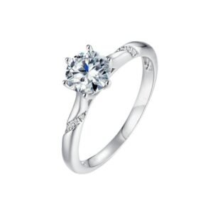 Classic Twisted Arm Setting One Carat Moissanite Ring S925 Sterling Silver Proposal Engagement Couple Diamond Ring