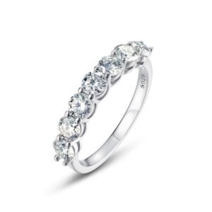 Moissanite pair ring women's single row diamond ring S925 silver inlaid colorful treasure stacking finger ring simple