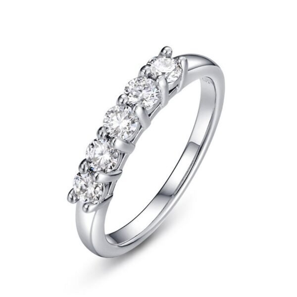 New S925 silver moissanite ring female single row group inlaid finger ring fashionable and elegant high-level feeling