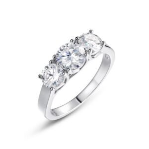 Three Lifetimes Moissan Ring S925 Silver Inlaid Triple Diamond Moissan Engagement Ring Fashion Set