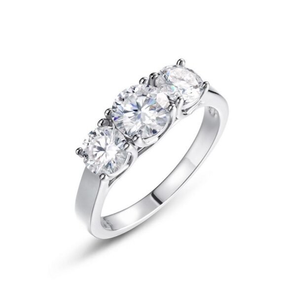 Three Lifetimes Moissan Ring S925 Silver Inlaid Triple Diamond Moissan Engagement Ring Fashion Set