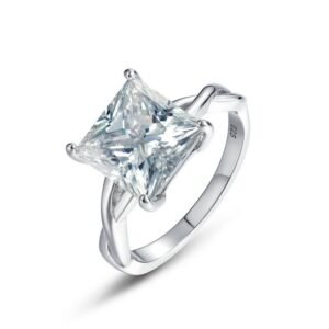 Princess square moissanite ring female S925 sterling silver inlaid with radiant moissan twist finger ring style