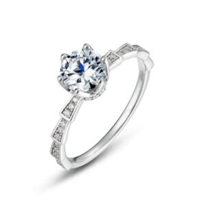 Brilliant D color one carat moissanite diamond ring women S925 silver snake bone trapezoidal single row ring light luxury
