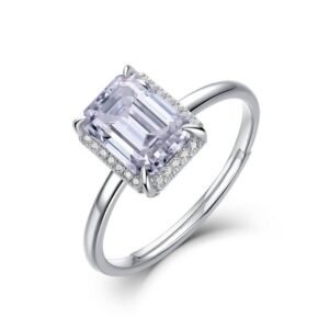 Classic Cube Sugar Moissanite Ring Women's S925 Silver with Brilliant Moissan Proposal Finger Ring Light Luxury Customized