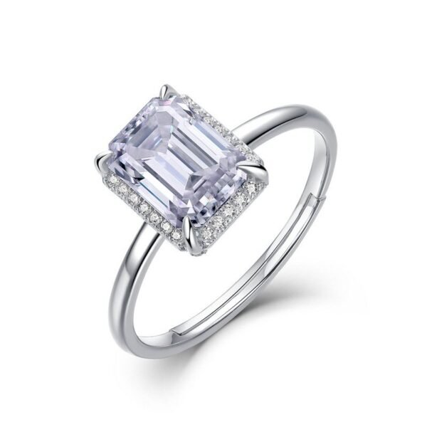 Classic Cube Sugar Moissanite Ring Women's S925 Silver with Brilliant Moissan Proposal Finger Ring Light Luxury Customized