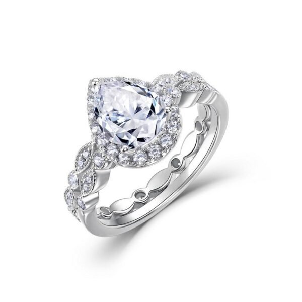 Light luxury water drop moissanite ring S925 silver sparkling fashion hundred combination ring couple send girlfriend