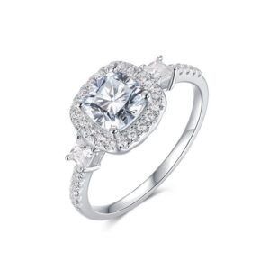 Section classic radiant fat square moissanite ring female S925 silver full of diamonds sparkling proposal finger ring couple gift