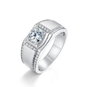 Brilliant 1 carat moissanite ring men's S925 silver inlaid colorful treasure wedding ring Europe and the United States atmosphere light luxury