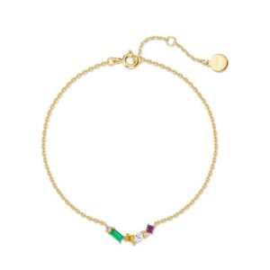 Light luxury fashion rainbow zirconium bracelet female S925 silver inlaid candy multi-color treasure hand jewelry personalized customized