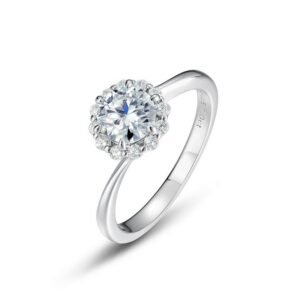 Brilliant moissanite ring S925 silver full inlaid colored treasure engagement proposal diamond ring Europe and the United States fashion light luxury