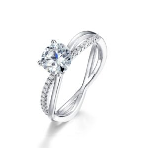 Hot pick moissanite ring Liu Shishi same double twisted arm diamond ring S925 silver knot engagement ring one carat