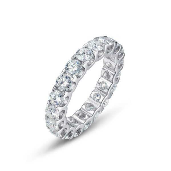 Hot pick light luxury design full diamond row set moissanite ring female S925 silver sparkling colorful diamond ring wind