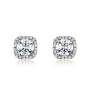 Global hot mining sparkling moissanite earrings S925 silver full set colorful treasure earrings light luxury atmosphere simple