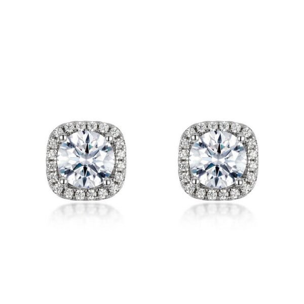 Global hot mining sparkling moissanite earrings S925 silver full set colorful treasure earrings light luxury atmosphere simple