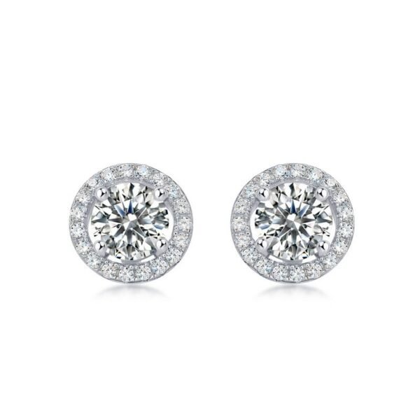 S925 silver moissanite round package set earrings female fashion personality temperament silver earrings